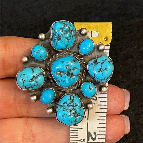 STERLING SILVER TURQUOISE CHUNKY RING - Picture 10 of 10